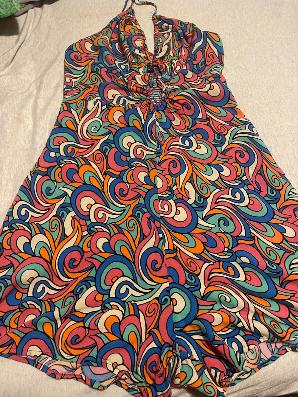 FB SISTER Multicolor Smocked Halter Romper